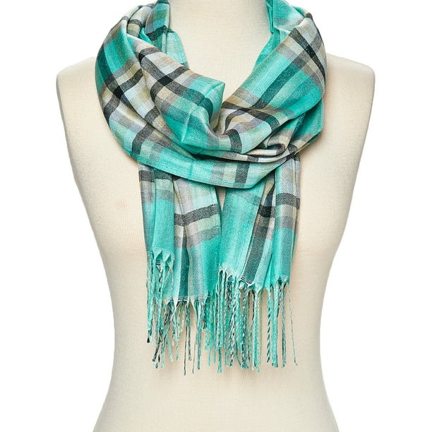 Oussum Turquoise Scarfs for Women Plaid Winter Fashion Scarfs for Neck Blacket Warm Scarves