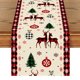thumbnail image 2 of Camino de mesa navideño Yoyauz de 13 x 72 pulgadas, decoración de arpillera de lino a cuadros rojos con estampado de reno de Papá Noel para fiestas temáticas navideñas de invierno, 2 of 6