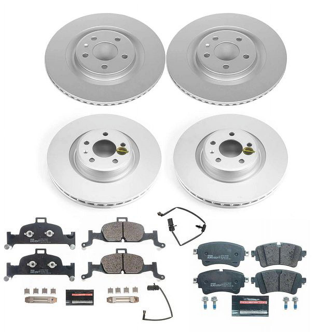 Power Stop Front and Rear Euro-Stop ECE-R90 Certified Brake Pad and Rotor Kit ESK7531 Fits 2017 Audi A4