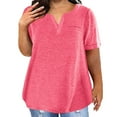 thumbnail image 2 of Womens Tops Women Fashion Top Color Block Gradient Print V Neck Top Shirt Short Sleeve 3/4 Sleeve Blouses Business Casual Shirts for Women Athletic T Shirts Juniors Rhinestone plus Size V N Hot Pink M, 2 of 7