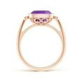 thumbnail image 2 of ANGARA Natural Bezel Set Cushion 3.1 ct Amethyst Ring with Milgrain Detailing in 14K Rose Gold for Women (Size-9mm) | February Birthstone, Anniversary, Jewelry Gift for Women | Natural Amethyst Ring, 2 of 9
