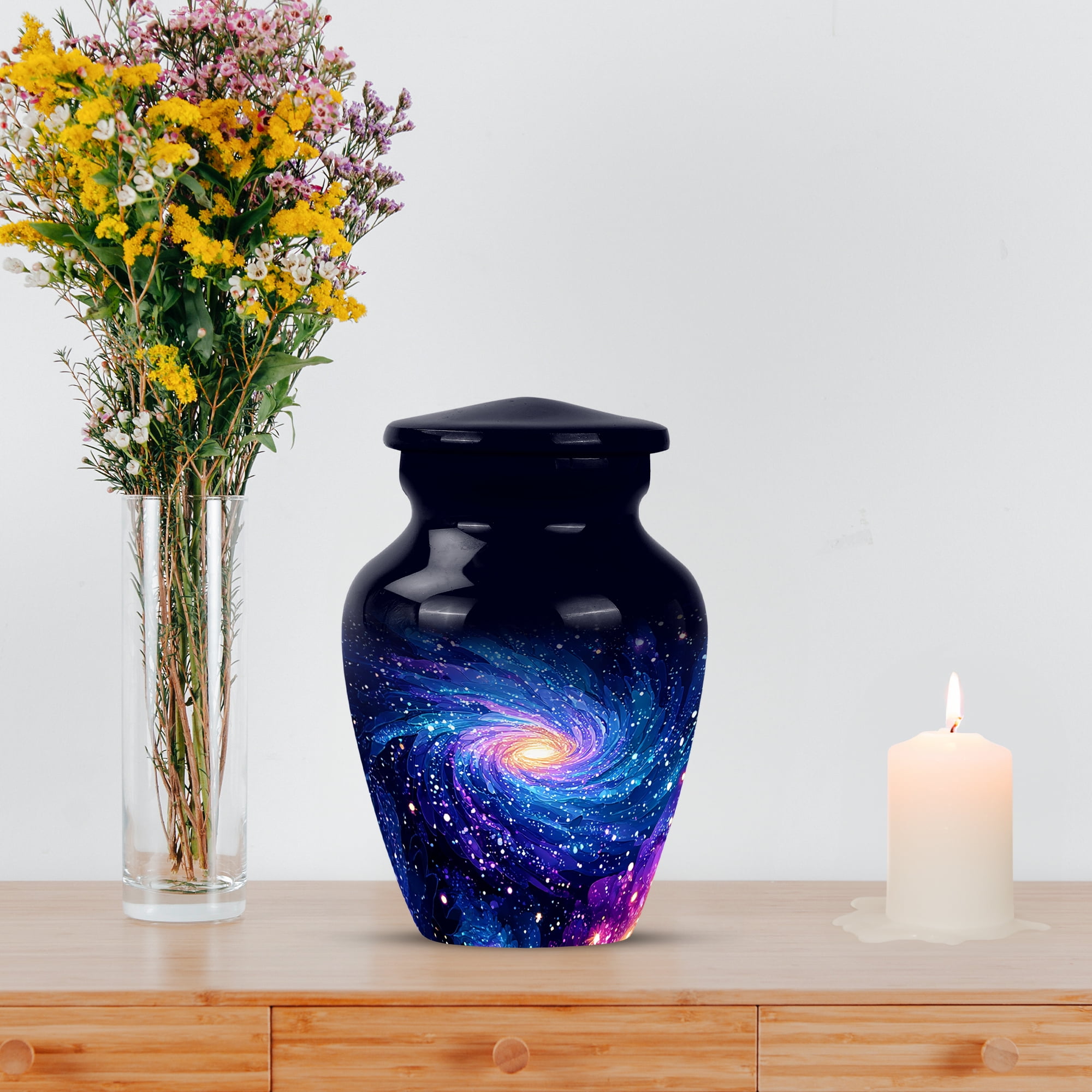 MUKTIVE Galaxy Blue Urn for Women Ashes, Funeral Urns for Father Ashes Adult Male and Female, Keepsake Urns For Dad, Cremation Urn for Adult Male for Burial, 3 Inch
