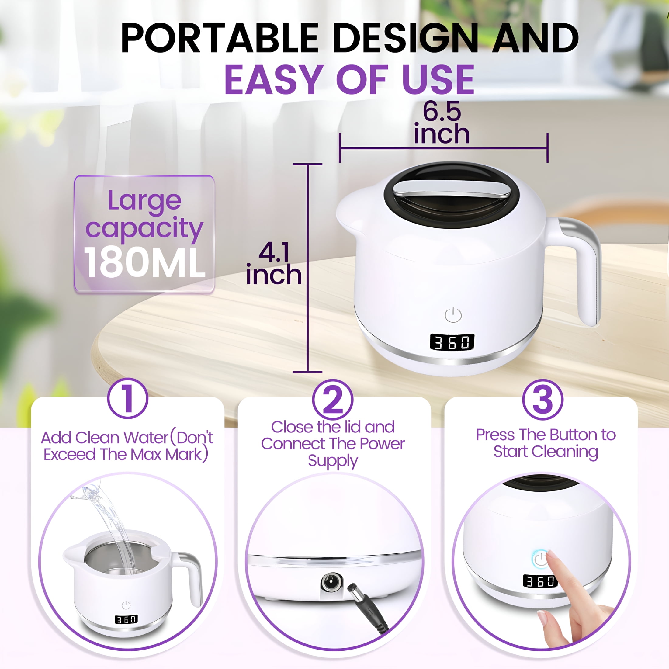 CURYMAY Ultrasonic Cleaner for Dentures,Retainers,Aligners,Portable Dental and Jewelry Cleaner with Ultrasonic