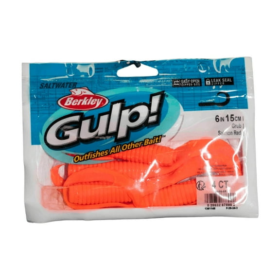 Berkley Gulp! Saltwater Grub Soft Bait, Salmon Red