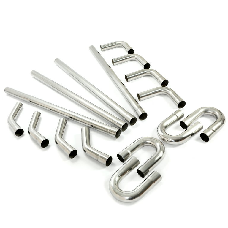 LCGP 2-Inch Stainless Steel Exhaust Pipe Kit - 8-Piece Mandrel Bend Tubing With 45°, 90°, U-Bend & Straight Pipes