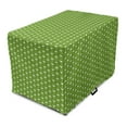 thumbnail image 1 of Floral Dog Crate Cover, Repetitive Vertical Stripes with Leaves and Polka Dots on Backdrop Art, Easy to Use Pet Kennel Cover for Medium Large Dogs, 35" x 23" x 27", Lime Green and White, by Ambesonne, 1 of 6