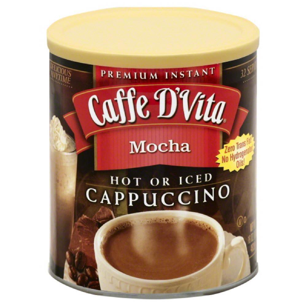 Caffe D'Vita Mocha Hot Or Iced Cappuccino Mix, 16 Oz (Pack of 6