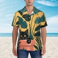 thumbnail image 2 of Pofeuu Cat Hiding In Potted Plants Print Hawaiian Shirt for Men Sleeves Casual Button Down Summer Beach Dress Shirts T-Shirts,Large, 2 of 7