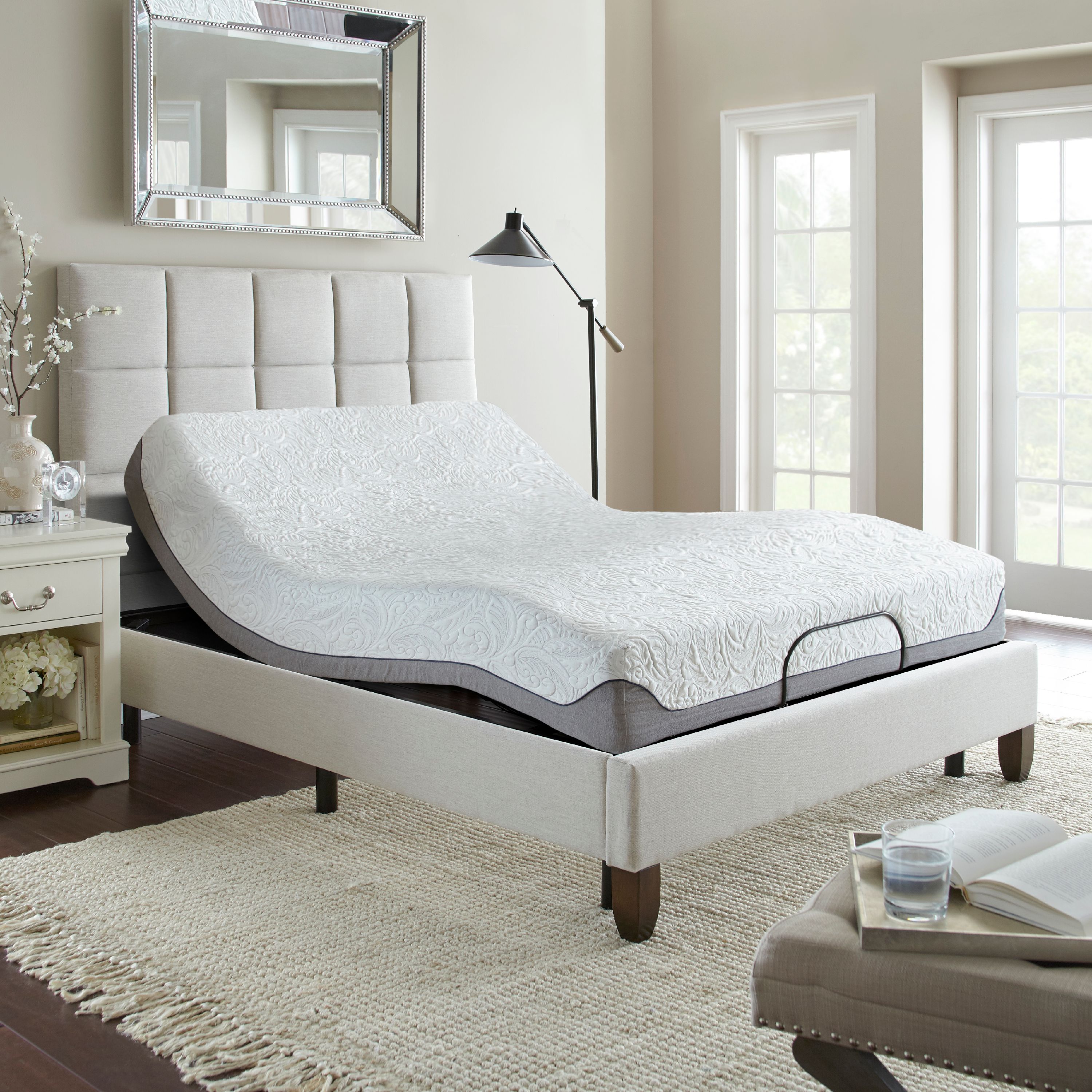 Premier Silver Series Adjustable Flex Metal Platform Foundation Base Bed Frame with Wired Remote, Twin XL