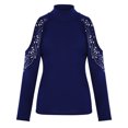 thumbnail image 2 of Pntutb Women Solid Color Long Sleeve Turtleneck Rhinestone Shirt Tops, 2 of 6