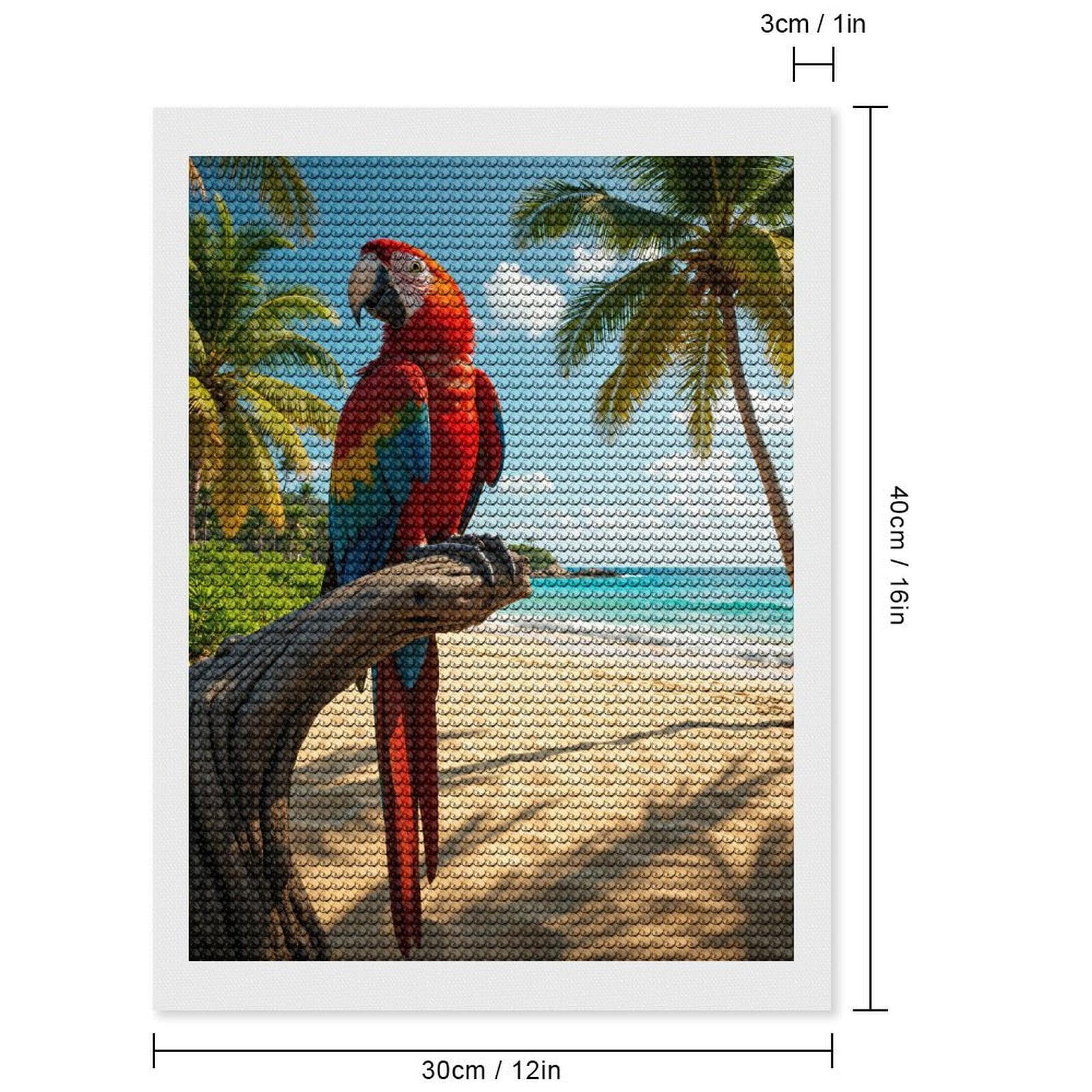 Diamond Art Kits for Adults, Tropical Parrot Beach Scene 5D Diamond Painting Kits for Adults Beginners, DIY Full Drill Diamond Painting, Gem Art and Crafts 12x16