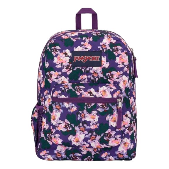 Mochila Jansport Unisex Cross Town Color Morado Con Flores Modelo JS0A47LW94B Jansport. CROSS TOWN