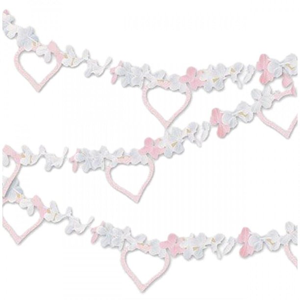 Amscan - Guirnalda Diseño Flores Blushing (Rosa, Blanco)
