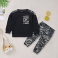 thumbnail image 2 of KPOPLK Baby Toddler Boys Fall Clothes Sets 6 12 18 24 Months 2T 3T 4T Long Sleeve O Neck Pullover T-Shirt Camo Pants Outfits Black Size 7-9 Years, 2 of 5