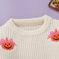 thumbnail image 6 of HNMKIU Girls Sweaters Halloween Pumpkin Embroidery Knit Top Toddlers Soft Comfortable Fall Winter Casual Outfit，18-24 Months, 6 of 8