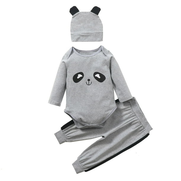 Gibobby Conjunto de pantalones para niños Ropa Bebé Sombrero Trajes Infantes Niños Niñas Pantalones de dibujos animados Imprimir Niñas Trajes y conjunto(Gris,18-24Meses)