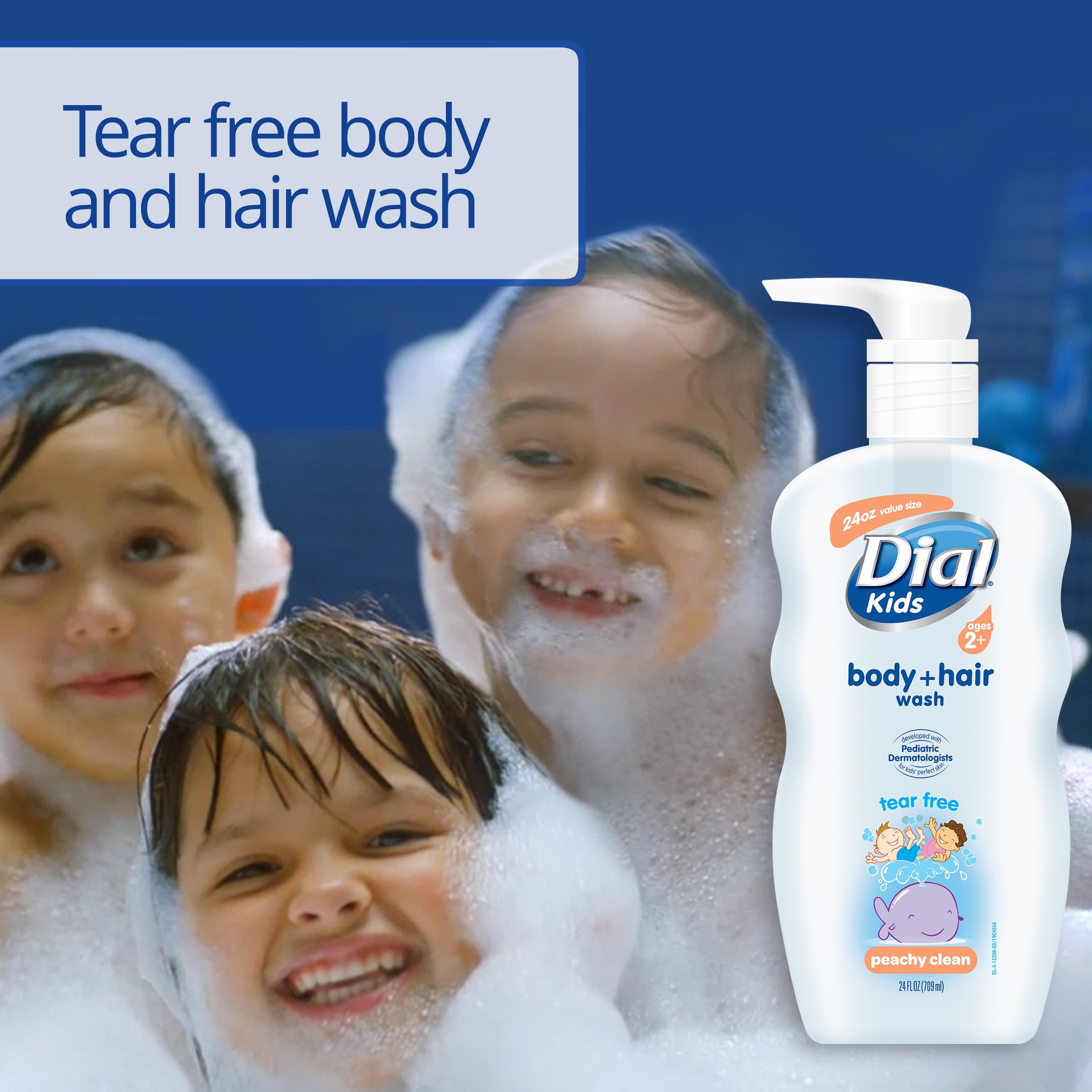 Dial Kids 3-in-1 Body+Hair+Bubble Bath, Peach, 32 fl oz, Orange