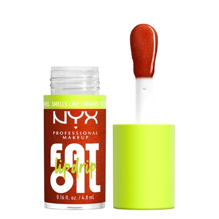 NYX Professional Makeup Fat Oil Lip Drip Lip Oil, 12 Hour Hydration Lip Gloss, Caramelt Mami, 0.16 fl oz