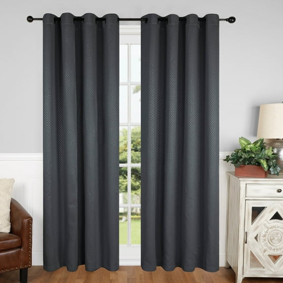 BNM Shimmer Blackout Curtains, Set of 2, 52" x 120", Grey