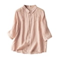 thumbnail image 2 of Rezuofi 2 Pcs Women Shirt Retro Collared Chinese Frog Button Tops Short Sleeve Blouse 2025 Lightweight Comfy Summer Vintage T Shirt, 2 of 6