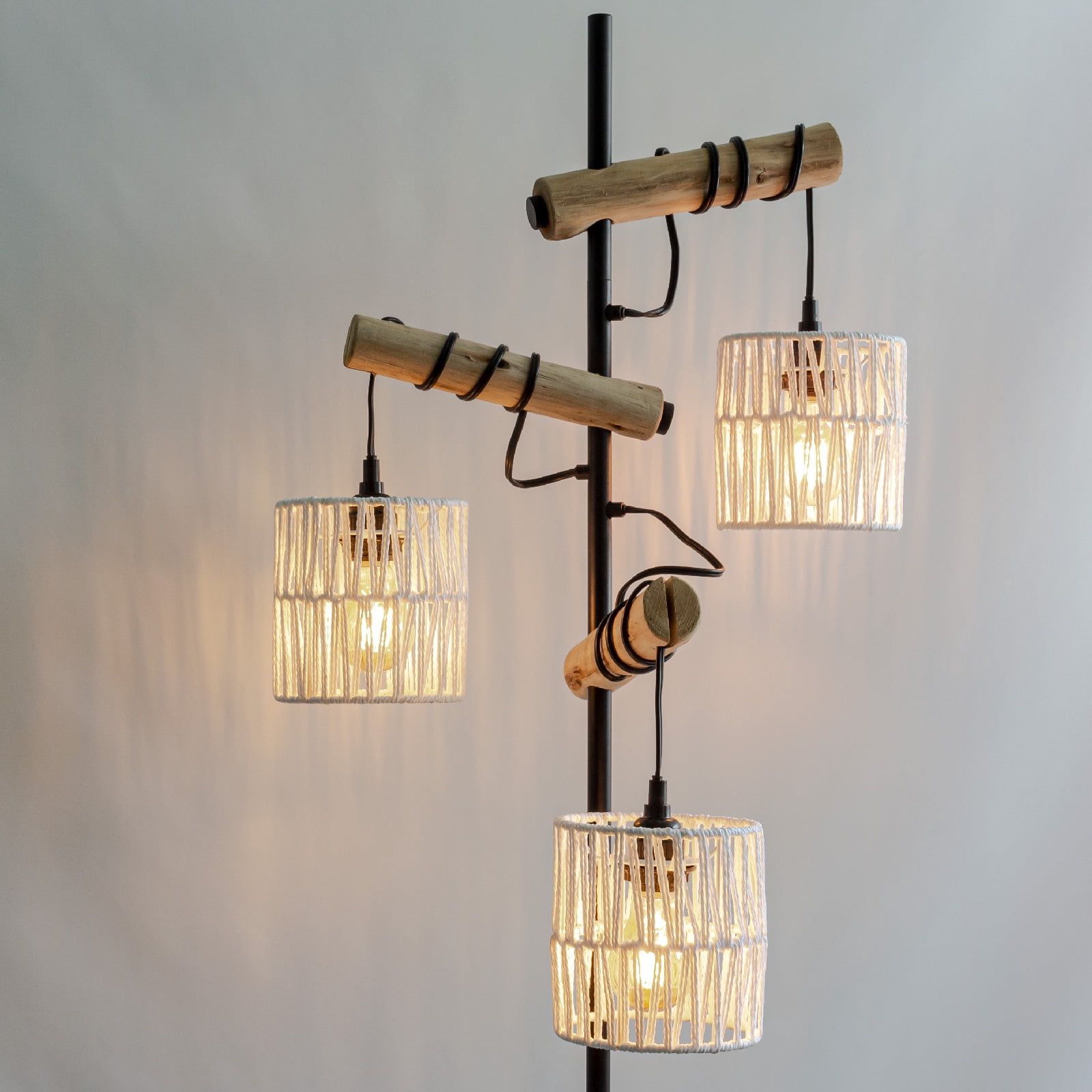 Farmhouse Boho Tall Corner Standing Tree Floor Lamp