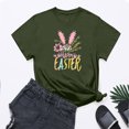thumbnail image 1 of UPPADA Femmes Heureux Easter T-Shirt Bunny Lapin Graphique T-Shirt Manche Courte Drôle Lettres Imprimées Chemises Manche Courte Col Rond Tuniques Hauts Vert Armée,TG, 1 of 5