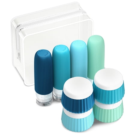 Micebay Travel Bottles 8 Pack TSA Approved 3 oz Toiletries Containers Leak Proof Silicone Squeezable Essentials Jars with Clear Bag