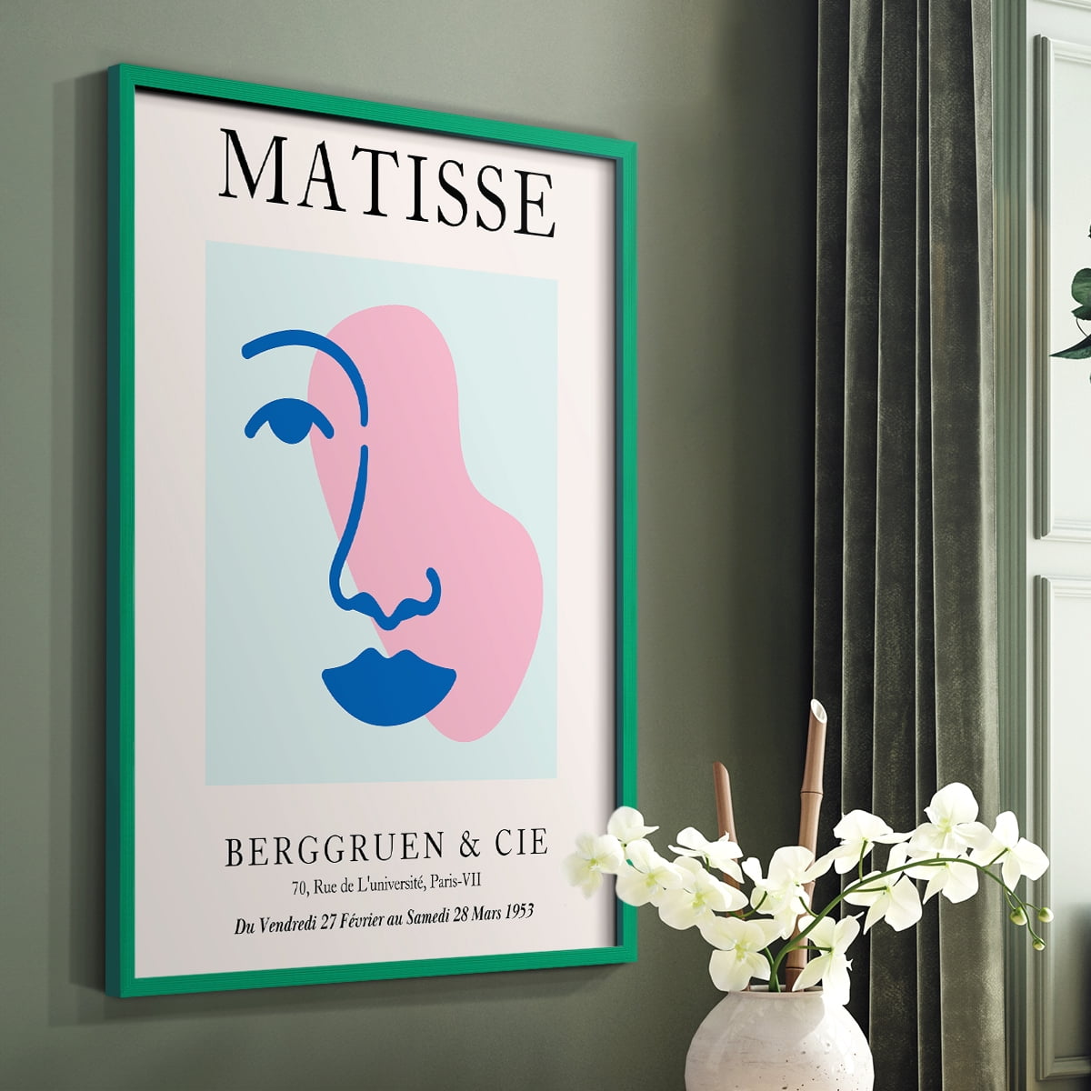 Matisse CDXCIX in Green Solid Wood Framed Print No Nail Hanging