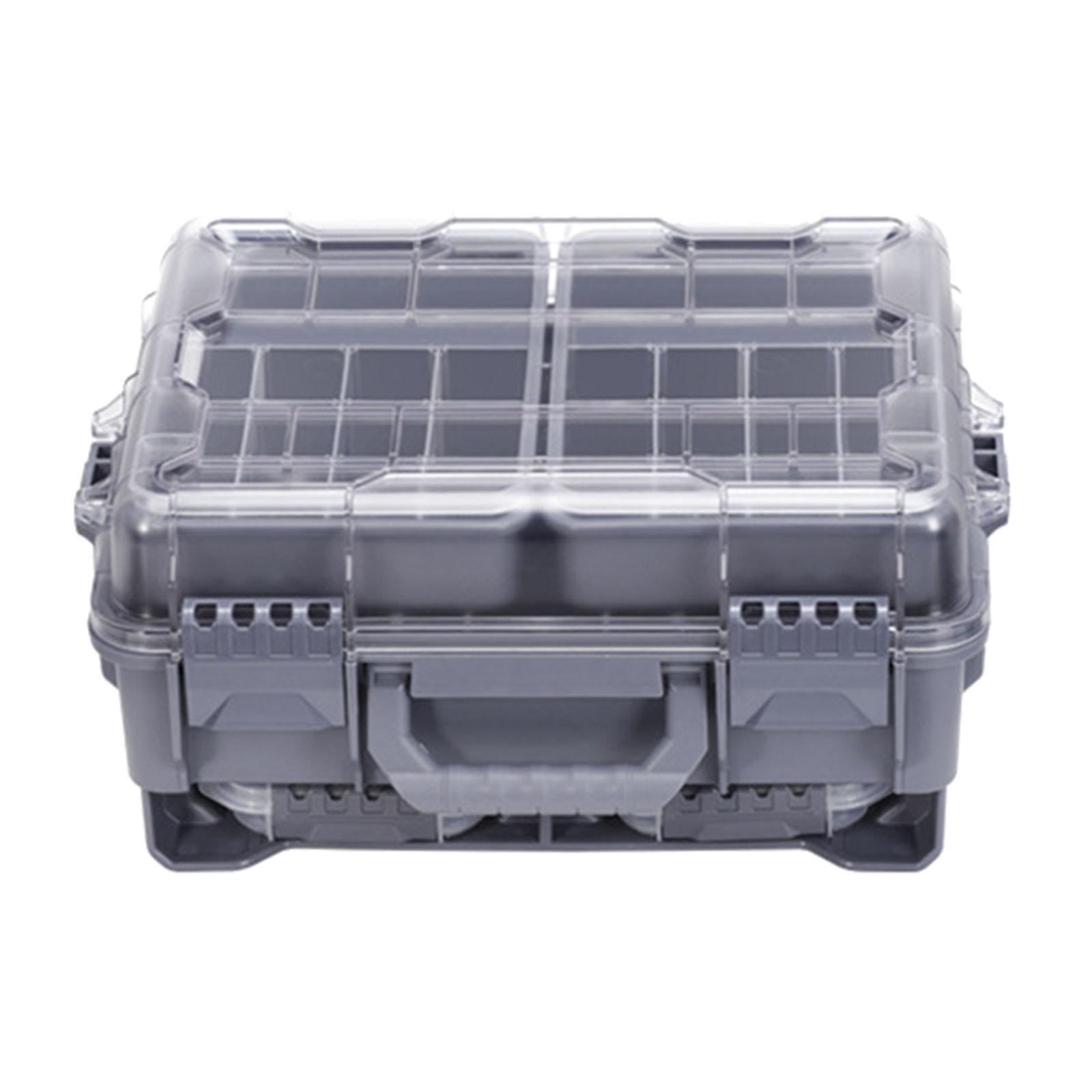 Wswqop Fishing Tackle Box Container Fishing Accessories Box Large Capacity Waterproof 3 Gray