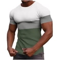 thumbnail image 2 of YueHuiYing Men's Spring/Summer Fashion Casual Loose-Fit Stretch Gym Home Wear Printed Striped T-Shirt Crew Neck Short Sleeve Top, 2 of 7