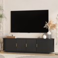 thumbnail image 7 of SESSLIFE 67" Fluted TV Stand for TVs up to 75", Modern Entertainment Center with Storage Cabinet and Sliding Tambour Doors, Curved Media Console for Living Room, Black, 7 of 7