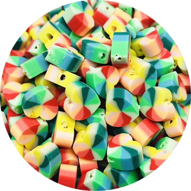 200 Pcs Perles Rondes Colorées pour Fabrication de Bijoux pour Enfants, Cœur de Pêche-2