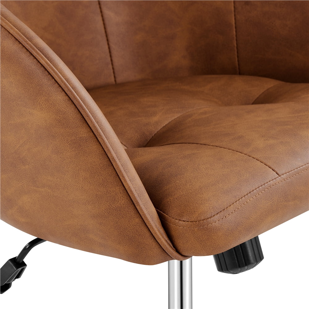 Yaheetech Modern Faux Leather Desk Chair for Home Office,Retro Brown