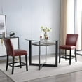thumbnail image 2 of JESONVID Counter Height Bar Stools Set of 2, 38"H Solid Wood Counter Stools Barstools Chairs with Upholstered Back for Bar Kitchen Restaurant, Red, 2 of 8