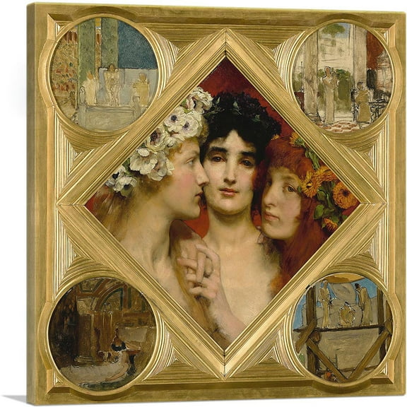 ARTCANVAS The Three Graces Printed Frame Canvas Art Print by Lawrence Alma-Tadema - Size: 12" x 12" (0.75" Deep)