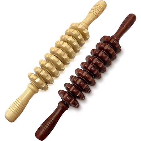2Pcs Manual Massager Wooden Roller Trigger Point Massager Stick for Fascia, Cellulite, Muscle & Abdomen, Body Therapy Massager, Muscle Belly Relief Tool