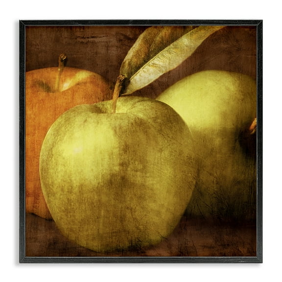 Stupell Industries Vintage Apples Close Up Food & Beverage Painting Black Framed Art Print Wall Art, 12 x 12