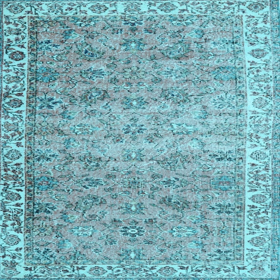 Ahgly Company Indoor Square Persian Light Blue Traditional Area Rugs, 6' Square