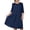 Navy, variant on Women's Plus Size Embroidered Floral Chiffon Patchwork Round Neck 3/4 Sleeve Elegant Casual Shift Mid-Length Loose Crew Neck Ruffle Blue, XL