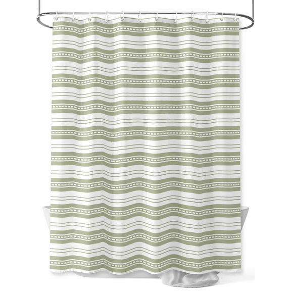 Shower Curtain Sage Green Lines Stripe Bathroom Curtains with Hooks, Waterproof Fabric Classic Striped Bath Shower Curtains Set for Bathroom Bathtubs Decor 36x72 Inch