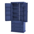 thumbnail image 6 of Harper & Bright Designs Farmhouse Kitchen Pantry Door Shelves, Freestanding Tall Cupboard Storage Cabinet with 3 Adjustable Shelves and 3 Drawers for Dining Room Kitchen, Blue, 6 of 17