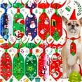 thumbnail image 2 of Adjustable Pet Tie - Christmas Print Bow Tie Collar - Holiday Dress-Up - Cat Dog Accessories, 2 of 8
