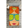 thumbnail image 3 of Ambesonne Hippie Quilted Bedspread Set 2 Pcs, Red Hair Girl Love Peace, Twin Size, Multicolor, 3 of 3