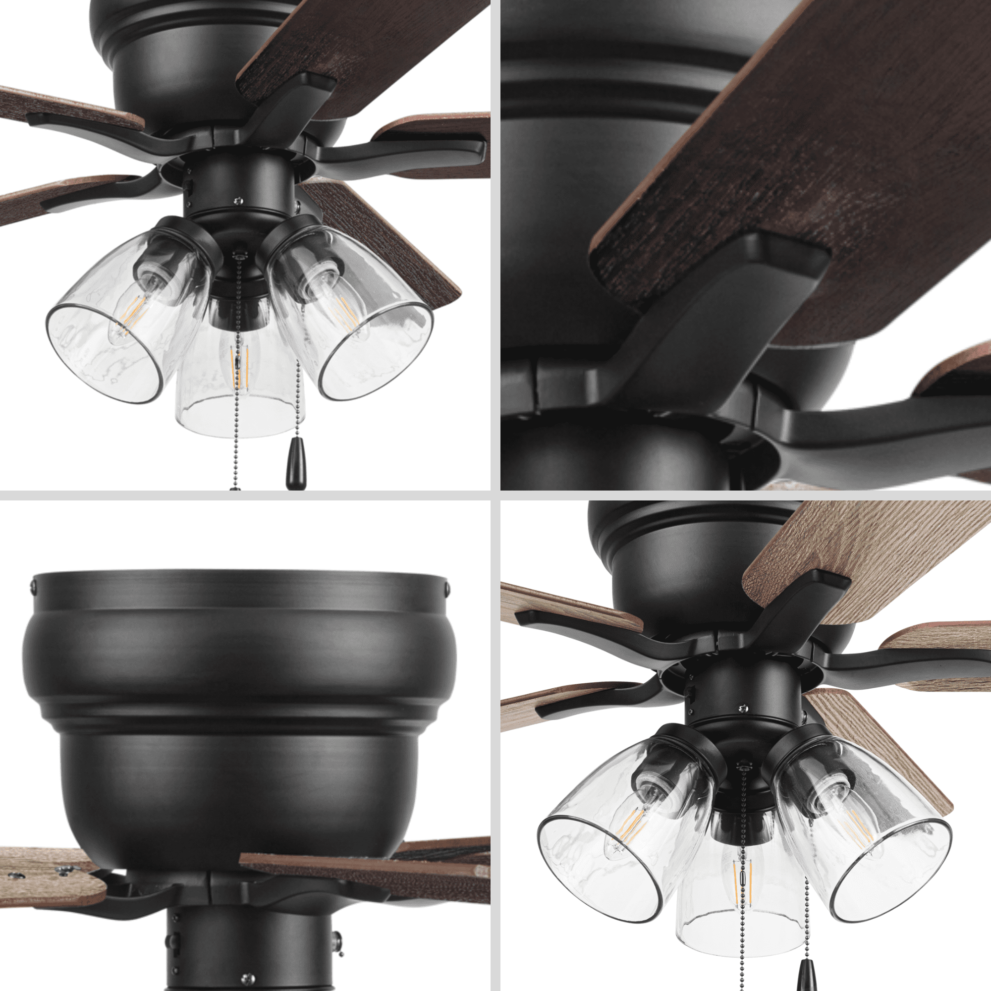 Better Homes & Gardens 42" Black Traditional Indoor Ceiling Fan with Lights, Pull Chain Control & Reverse Airflow