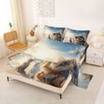 thumbnail image 2 of Manfei Beach Cat Queen Sheets, Seaside Palm Botanical Queen Sheet Sets, Sky Blue, 4-Piece, 1 Flat Sheet, 1 Fitted Sheet and 2 Pillowcases, 2 of 6