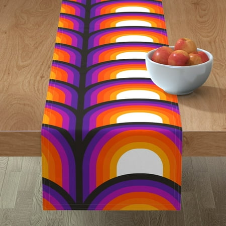 

Cotton Sateen Table Runner 108 - Retro Mod 1970S Art Mid Century Modern Stripes Scallop Deco Print Custom Table Linens by Spoonflower