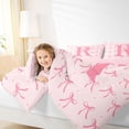 thumbnail image 4 of Erosebridal Cute Bowknot Ribbon 7-Piece Bedding Comforter Set,Pink Letter R Monogrammed King Bedding Sets For Girls Kids,Pink Reversible, 4 of 7
