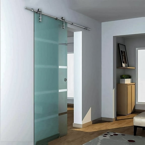 Dreamwerks 40 in. W X 79 in. H Sliding Glass Door with SS Pulley in Chrome