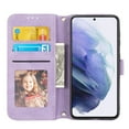 thumbnail image 4 of for Samsung Galaxy S22 Plus 5G Flip Case, Premium PU Leather Folio Flip with Design Card Slots Wrist Strap Shockproof Kickstand Magnetic Protective Girls Cover for Samsung S22 Plus, Lightpurple, 4 of 6