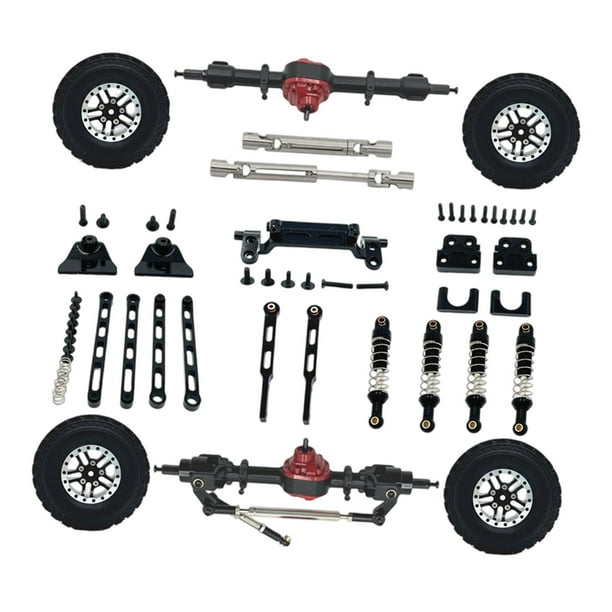 Kit de bricolaje para eje delantero y trasero, varillas de fijación de eje trasero de repuesto, soportes de metal, actualización robusta para coche RC Negro